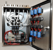 Gas, Oil and Chemical Market – PLC based Electropneumatic Control System Pneumatic control cabinet with valves, wiring, and tubing