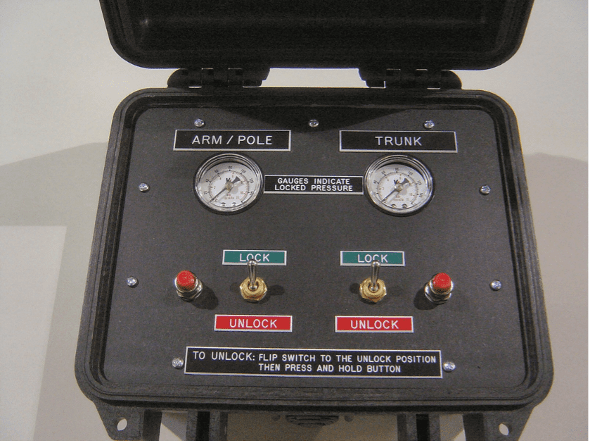 Nuclear Industry – Pneumatic Robot Control System Pneumatic robot control system with pressure gauges and selector switches
